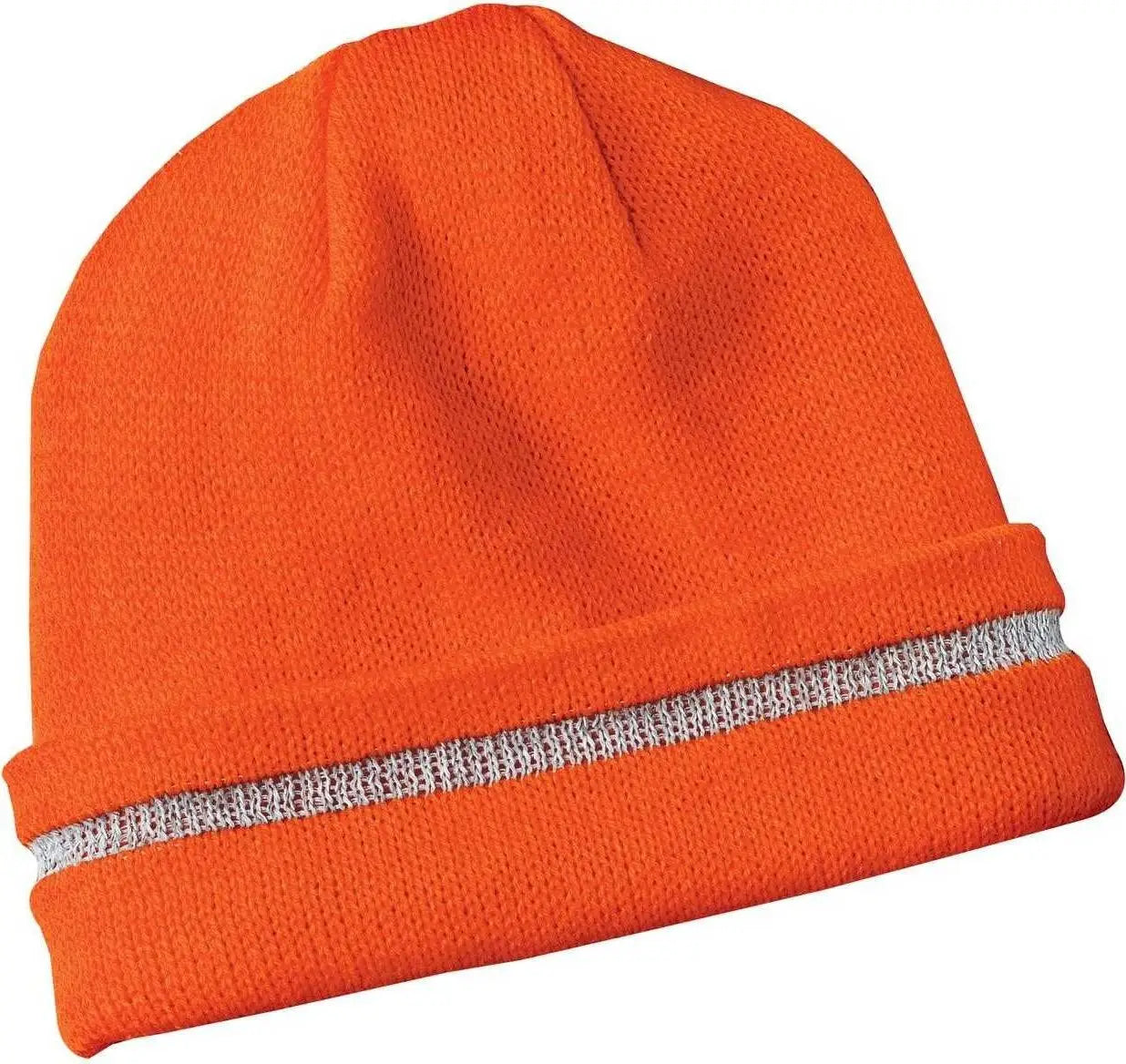 CornerStone CS800 Enhanced Visibility Beanie with Reflective Stripe - Safety Orange Reflective - Orange / One Size Fits