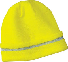 CornerStone CS800 Enhanced Visibility Beanie with Reflective Stripe - Safety Yellow Reflective - Yellow / One Size Fits
