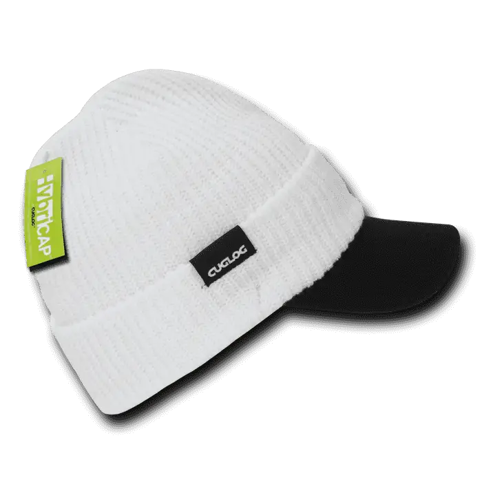 Cuglog C01 The Original Hybri Beanie with Visor - White Black - White Black / One Size Fits Most