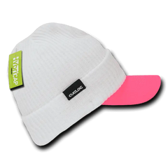 Cuglog C01 The Original Hybri Beanie with Visor - White Neon Pink - White Pink / One Size Fits Most