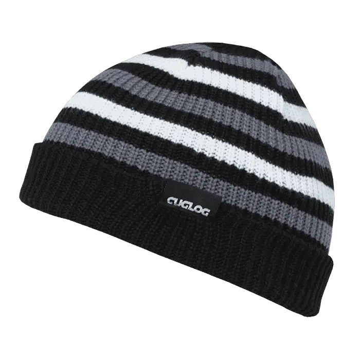 Cuglog K005 Kilimanjaro Striped Beanie - Black White Gray - Black White / One Size Fits Most