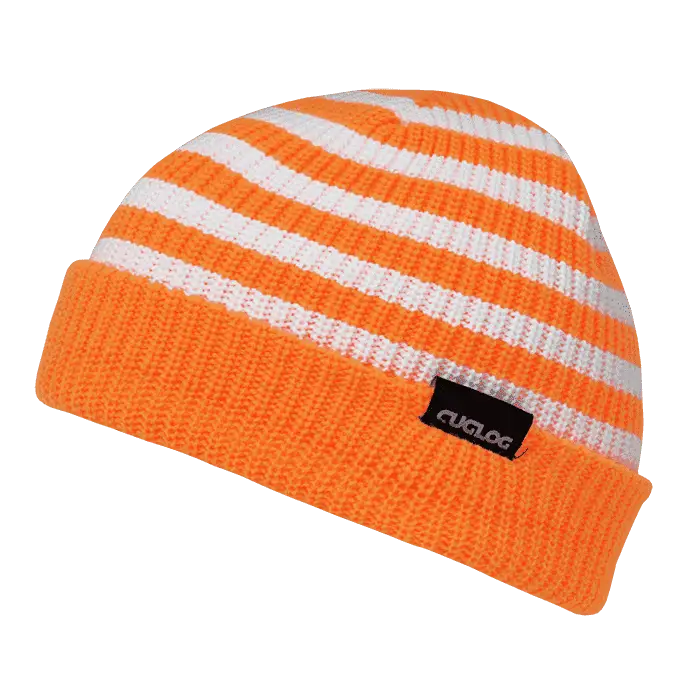 Cuglog K005 Kilimanjaro Striped Beanie - Orange White - Orange White / One Size Fits Most