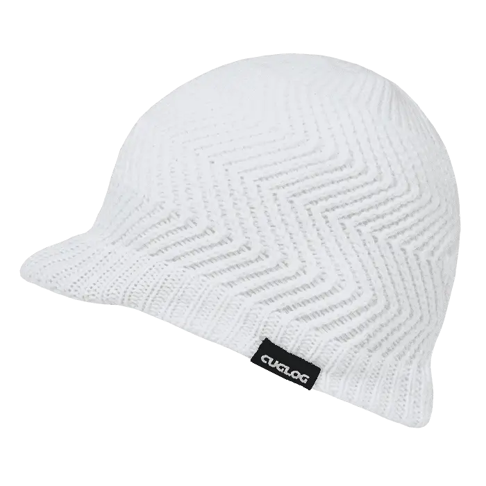 Cuglog K011 Elbert ZigZag Pattern Jeep Beanie with Visor - White - White / One Size Fits Most