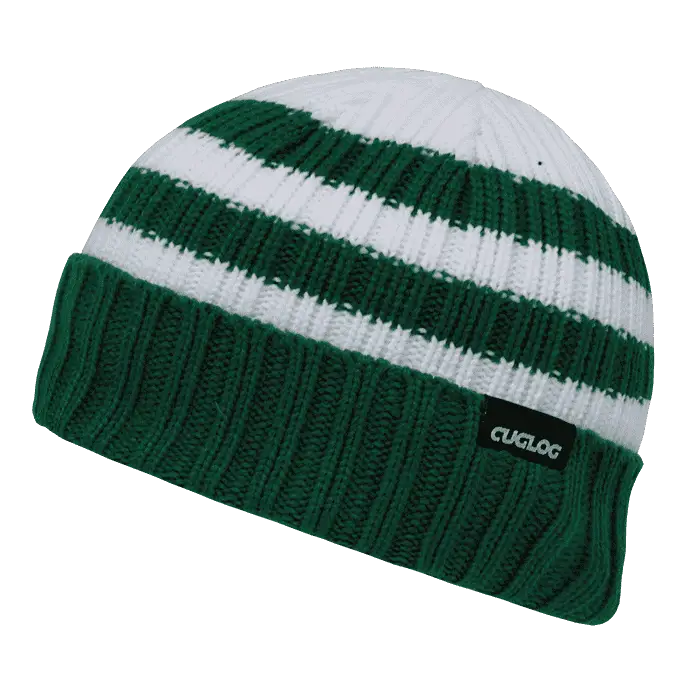 Cuglog K014 Shasta Striped Sweater Beanie - Emerald - Forest White / One Size Fits Most