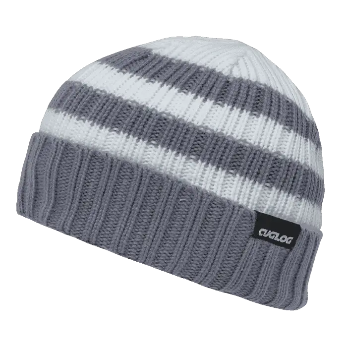 Cuglog K014 Shasta Striped Sweater Beanie - Gray - Gray White / One Size Fits Most