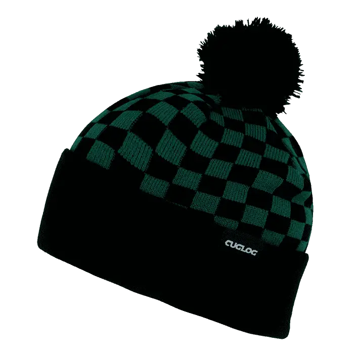 Cuglog K019 Changbai Checker Beanie - Kelly Black - Kelly Black / One Size Fits Most
