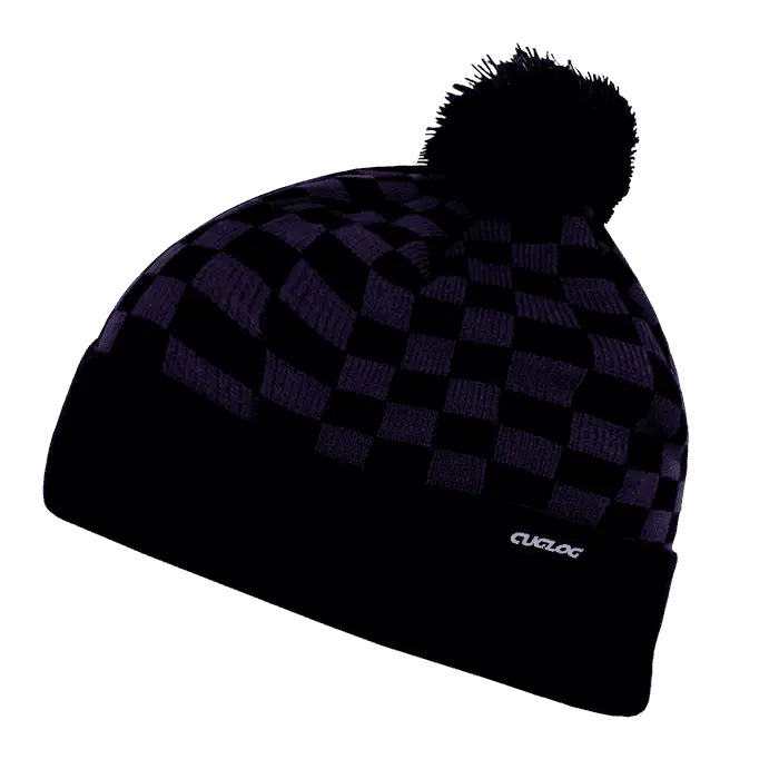 Cuglog K019 Changbai Checker Beanie - Purple Black - Purple Black / One Size Fits Most