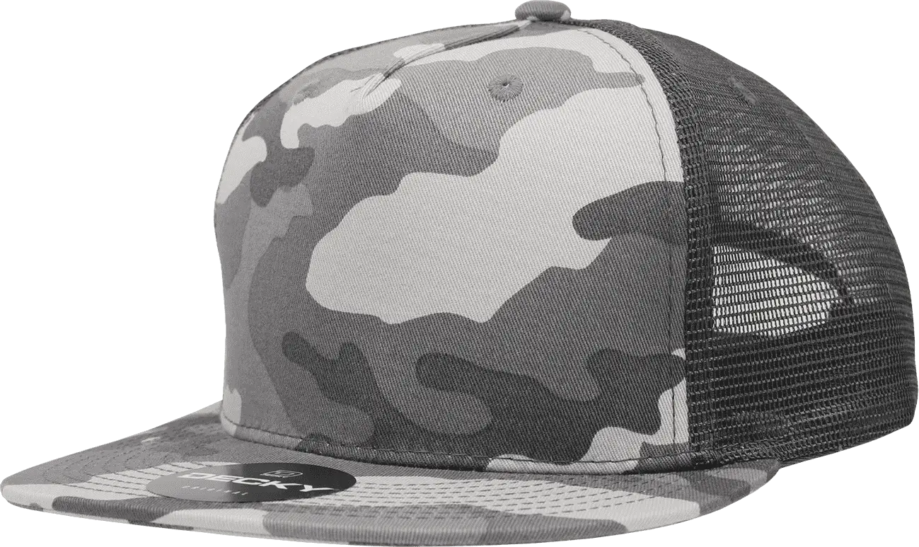 Decky 1040 Classic 5 Panel Cot. Trucker Cap - Urban Camo - Urban Camo / One Size Fits Most