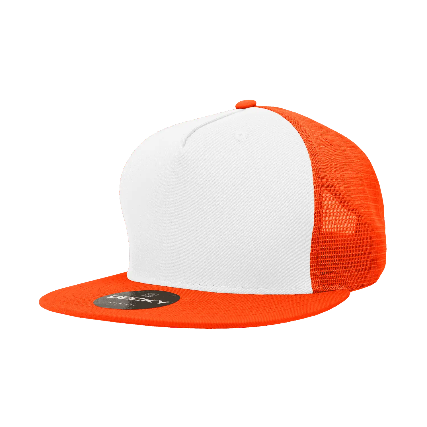 Decky 1040 Classic 5 Panel Trucker Cap - White Orange - White Orange / One Size Fits Most