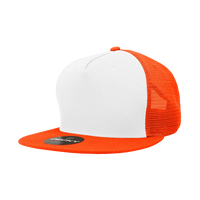 Decky 1040 Classic 5 Panel Trucker Cap - White Orange - White Orange / One Size Fits Most