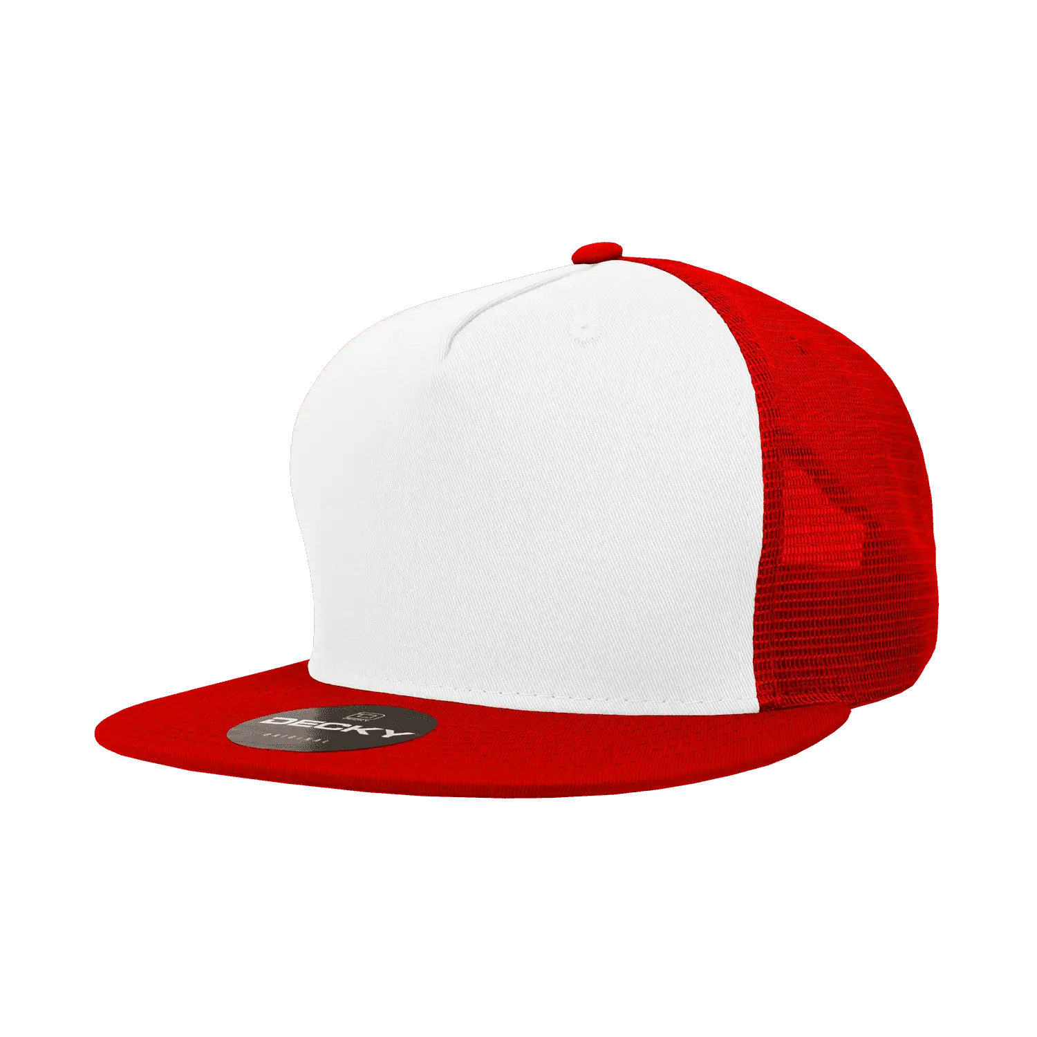 Decky 1040 Classic 5 Panel Trucker Cap - White Red - White Red / One Size Fits Most