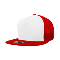 Decky 1040 Classic 5 Panel Trucker Cap - White Red - White Red / One Size Fits Most