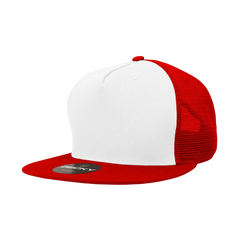 Decky 1040 Classic 5 Panel Trucker Cap - White Red - White Red / One Size Fits Most