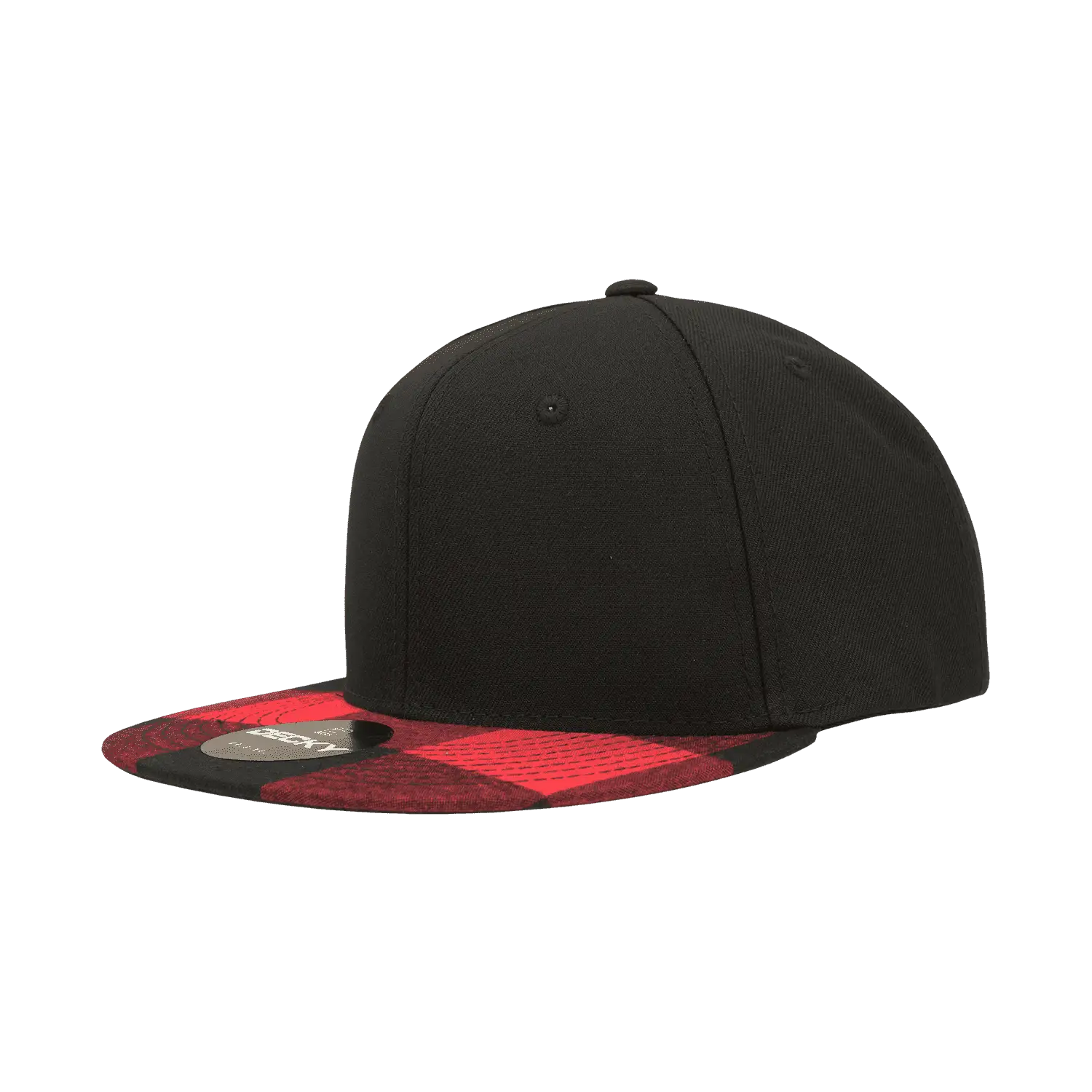 Decky 1045 Plaid Flat Bill Snapback Cap - Black Red - Black Red / One Size Fits Most