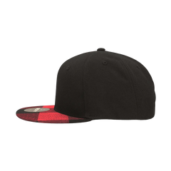 Decky 1045 Plaid Flat Bill Snapback Cap - Black Red - Black Red / One Size Fits Most