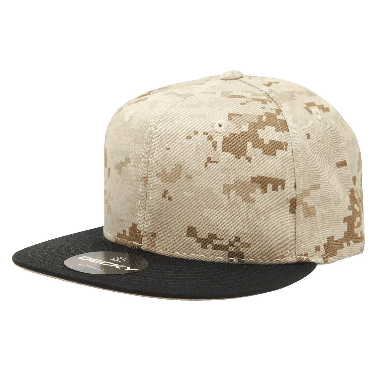 Decky 1047 Digital Camo Snapback Cap - Black Desert Camo - Sand Black / One Size Fits Most