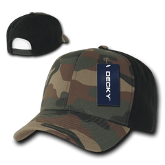 Decky 1048 Camo Curve Bill Baseball Cap - Woodland Camo Black - Muti-Color / One Size Fits Most