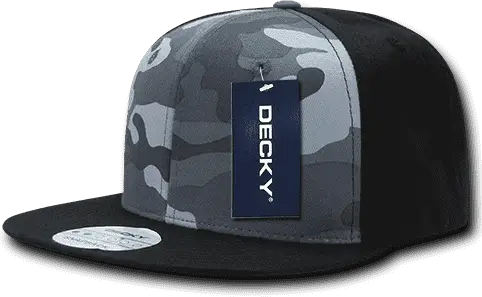 Decky 1049 Camo Cotton Snapback Cap - Black Urban Camo Black - Black Urban Camo Black / One Size Fits Most