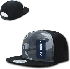 Decky 1049 Camo Cotton Snapback Cap - Black Urban Camo Black - Black Urban Camo Black / One Size Fits Most