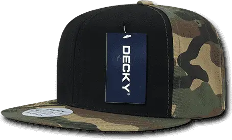 Decky 1049 Camo Cotton Snapback Cap - Black Woodland Camo - Black Woodland / One Size Fits Most