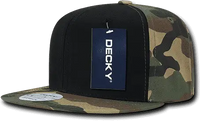Decky 1049 Camo Cotton Snapback Cap - Black Woodland Camo - Black Woodland / One Size Fits Most