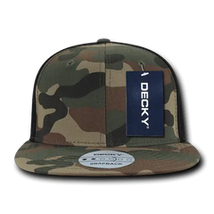 Decky 1049 Camo Cotton Snapback Cap - Woodland Camo Woodland Camo Black - Muti-Color / One Size Fits Most