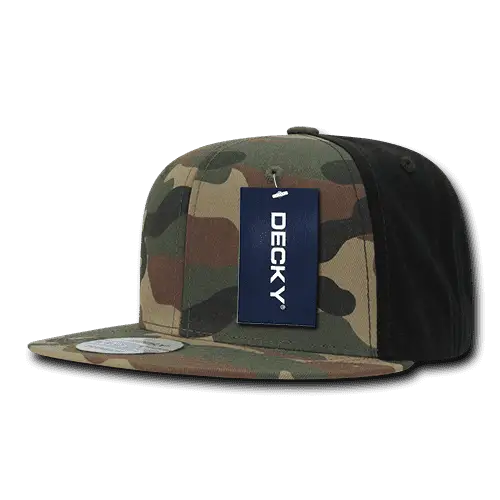 Decky 1049 Camo Cotton Snapback Cap - Woodland Camo Woodland Camo Black - Muti-Color / One Size Fits Most