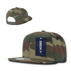 Decky 1049 Camo Cotton Snapback Cap - Woodland Camo - Woodland Camo / One Size Fits Most