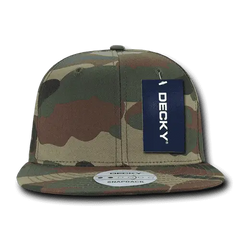 Decky 1049 Camo Cotton Snapback Cap - Woodland Camo - Woodland Camo / One Size Fits Most