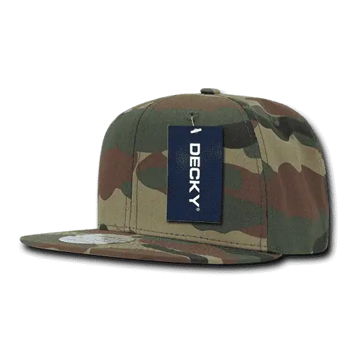 Decky 1049 Camo Cotton Snapback Cap - Woodland Camo - Woodland Camo / One Size Fits Most