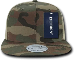 Decky 1049 Camo Cotton Snapback Cap - Woodland Camo Khanki - Woodland Khanki / One Size Fits Most