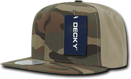 Decky 1049 Camo Cotton Snapback Cap - Woodland Camo Khanki - Woodland Khanki / One Size Fits Most