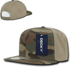 Decky 1049 Camo Cotton Snapback Cap - Woodland Camo Khanki - Woodland Khanki / One Size Fits Most