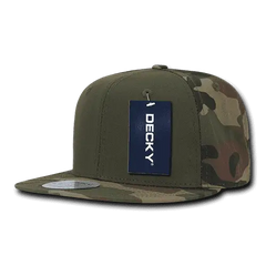 Decky 1049 Camo Cotton Snapback Cap - Woodland Camo Olive - Woodland Olive / One Size Fits Most