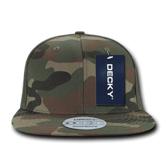 Decky 1049 Camo Cotton Snapback Cap - Woodland Olive - Woodland Olive / One Size Fits Most