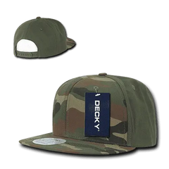 Decky 1049 Camo Cotton Snapback Cap - Woodland Olive - Woodland Olive / One Size Fits Most