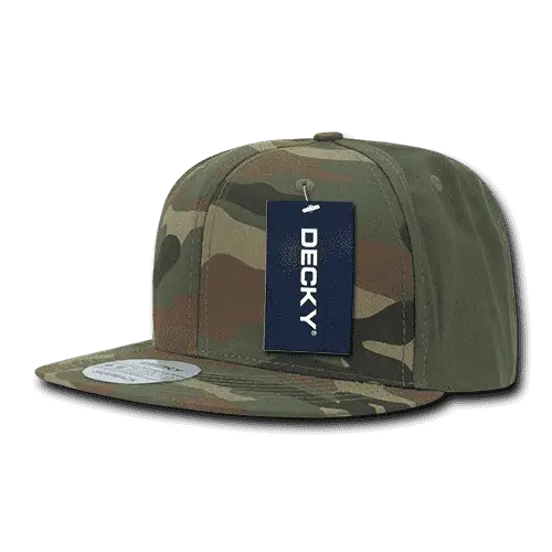 Decky 1049 Camo Cotton Snapback Cap - Woodland Olive - Woodland Olive / One Size Fits Most
