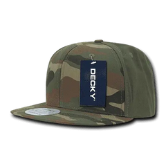 Decky 1049 Camo Cotton Snapback Cap - Woodland Olive - Woodland Olive / One Size Fits Most