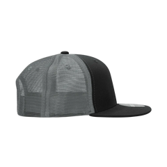 Decky 1052 6 Panel Flat Bill Trucker Cap - Black Charcoal - Black Dark Gray / One Size Fits Most