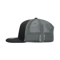 Decky 1052 6 Panel Flat Bill Trucker Cap - Black Charcoal - Black Dark Gray / One Size Fits Most