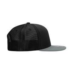 Decky 1052 6 Panel Flat Bill Trucker Cap - Black Dark Gray - Black Dark Gray / One Size Fits Most