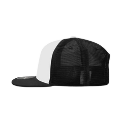 Decky 1052 6 Panel Flat Bill Trucker Cap - Black White Black - Black White / One Size Fits Most