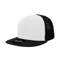 Decky 1052 6 Panel Flat Bill Trucker Cap - Black White Black - Black White / One Size Fits Most