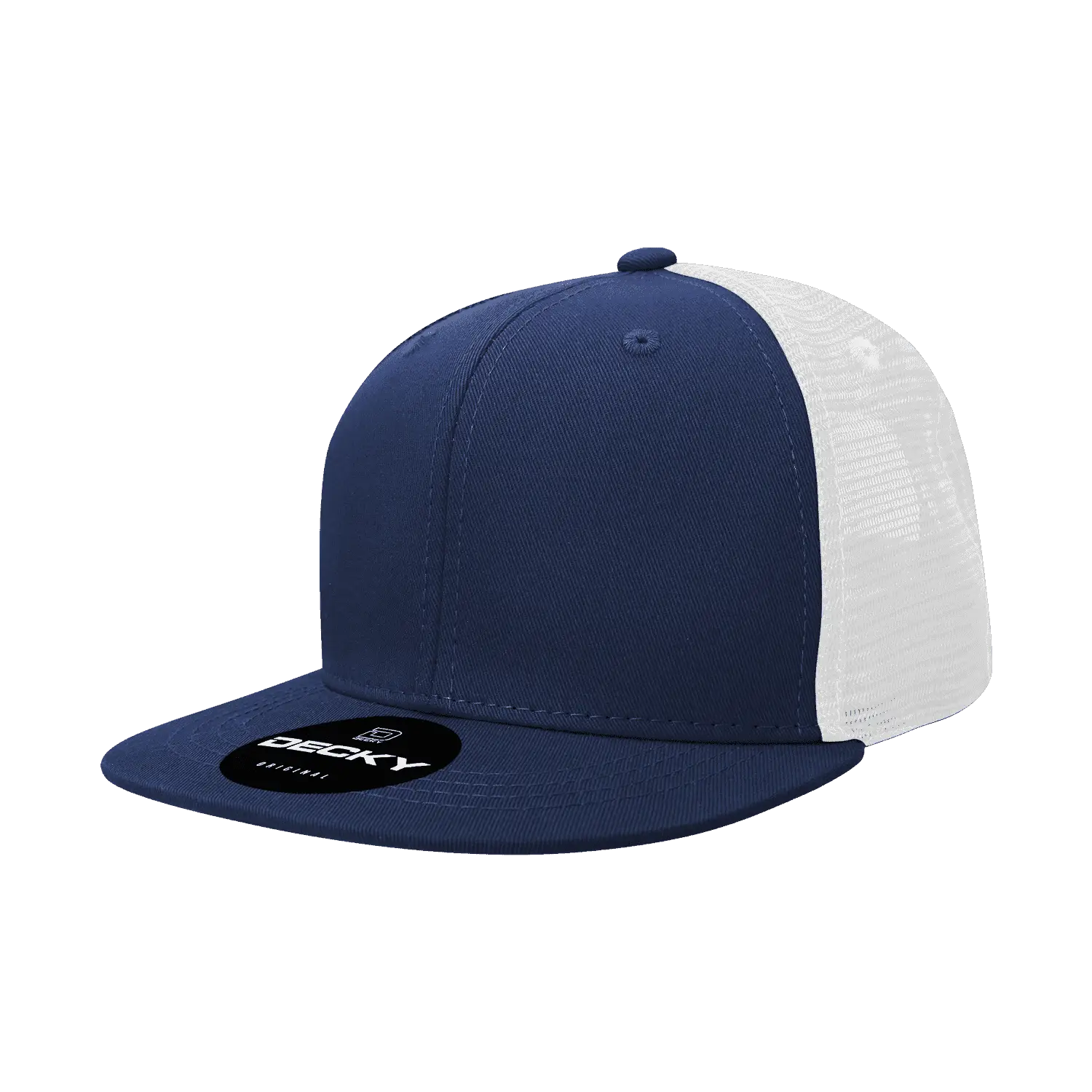 Decky 1052 6 Panel Flat Bill Trucker Cap - Navy White - Navy White / One Size Fits Most