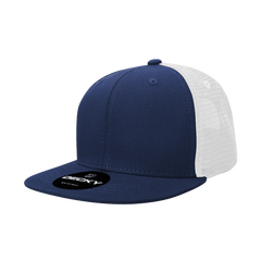 Decky 1052 6 Panel Flat Bill Trucker Cap - Navy White - Navy White / One Size Fits Most