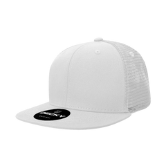 Decky 1052 6 Panel Flat Bill Trucker Cap - White - White / One Size Fits Most