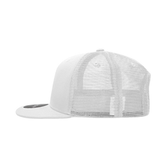 Decky 1052 6 Panel Flat Bill Trucker Cap - White - White / One Size Fits Most