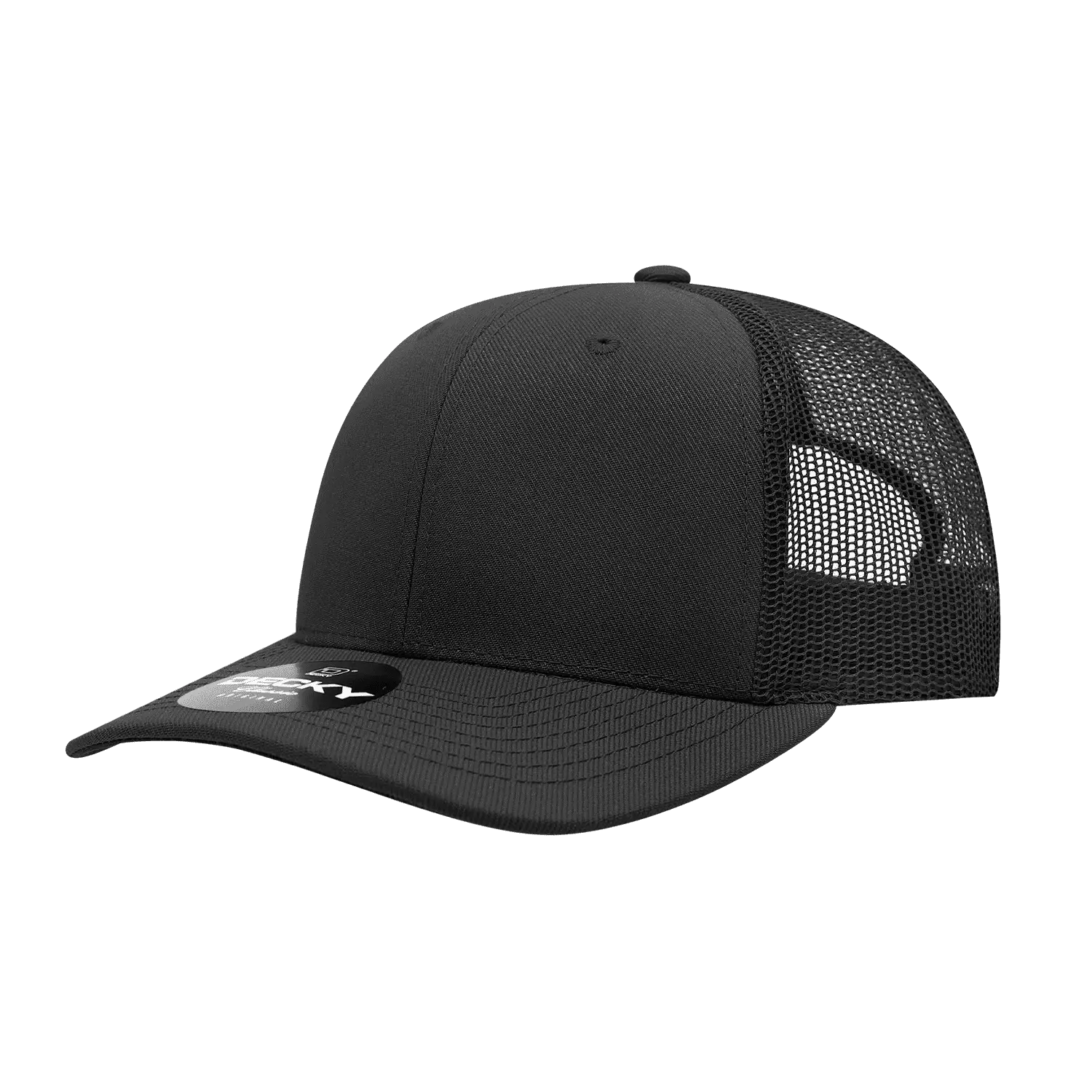 Decky 1053 6 Panel Curve Bill Trucker Cap - Black - Black / One Size Fits Most