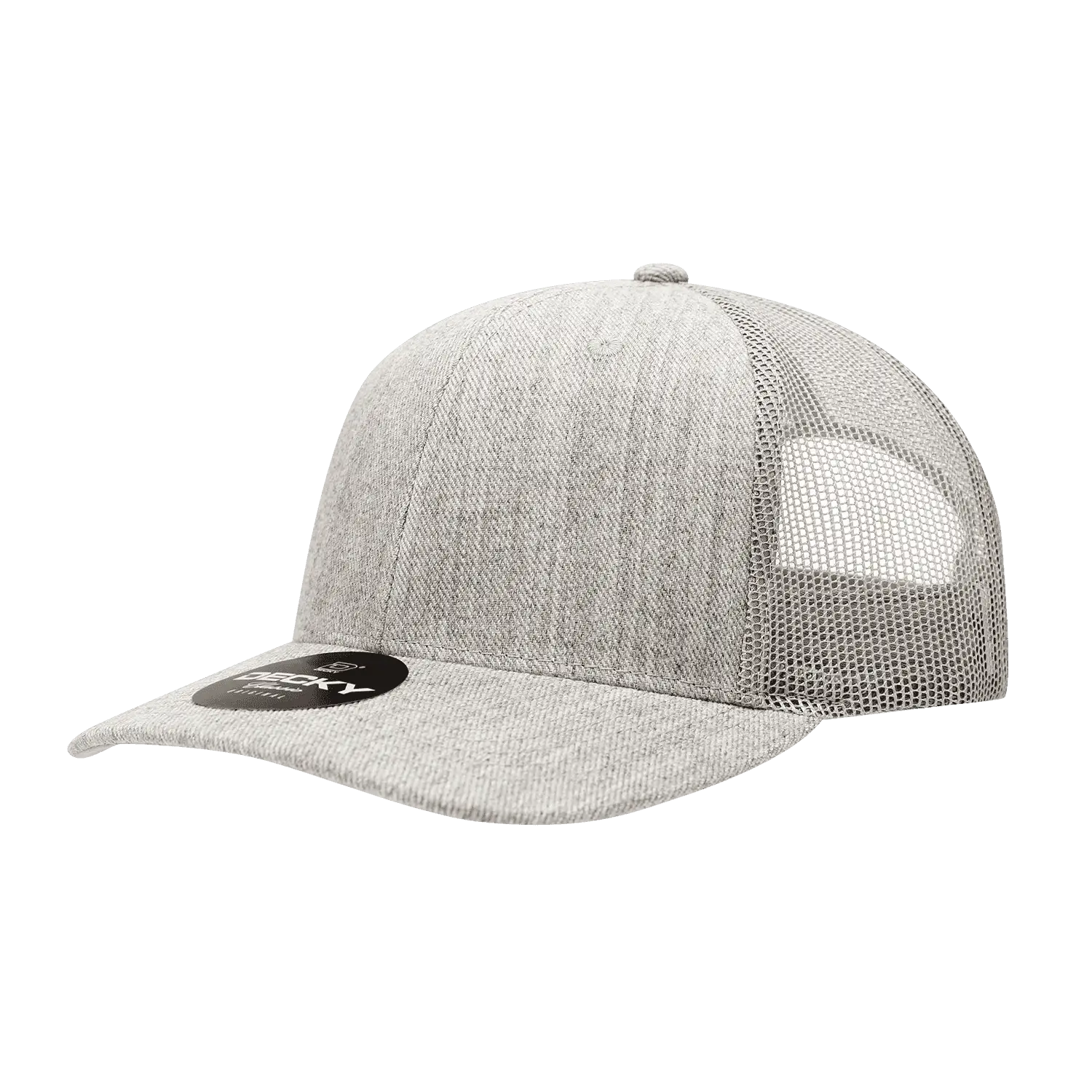 Decky 1053 6 Panel Curve Bill Trucker Cap - Heather Gray - Gray / One Size Fits Most