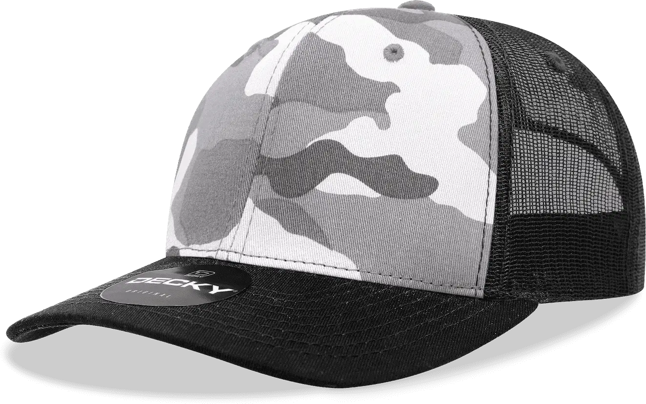 Decky 1054 Cotton Curve Billl Trucker Cap - Black Urban Camo Black - Black Urban Camo Black / One Size Fits Most